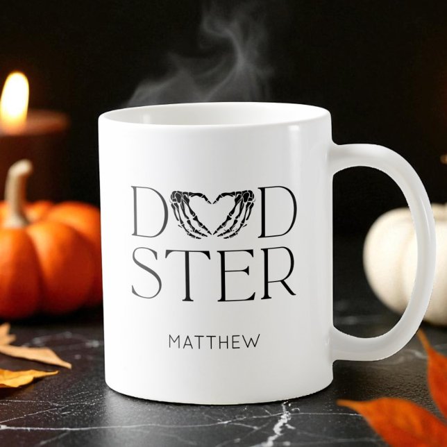 Modern Black Skeleton Scary Dadster Halloween Papp Kaffemugg (Modern Black Skeleton Scary Dadster Halloween Dad Coffee Mug)
