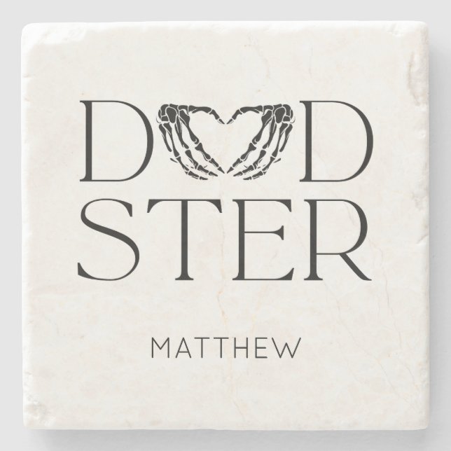 Modern Black Skeleton Scary Dadster Halloween Papp Stenunderlägg (Framsidan)