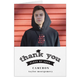 Modern Black Sketch Studentmössa Photo Student OBS Kort