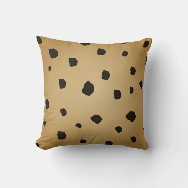 Modern Black Spot Goldenrod Guld Beige Tan Kudde (Framsida)