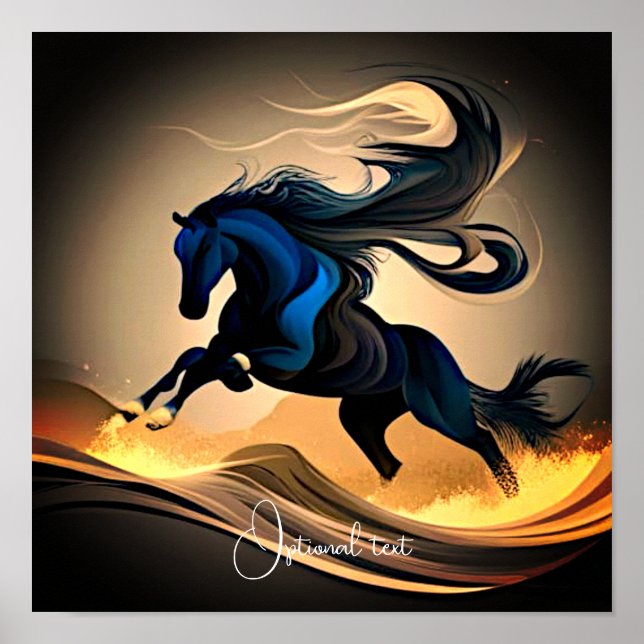Modern Black Stallion i Desert Poster (Framsidan)