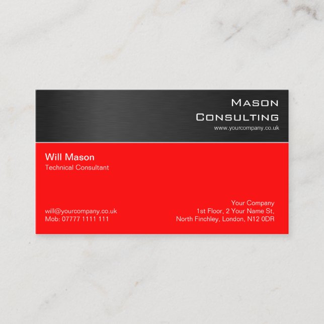 Modern Black Steel Professionell Affärskort Visitkort (Framsida)