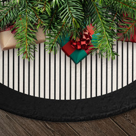 Modern Black Stripes Christmas Julgransmatta Borstad Polyester
