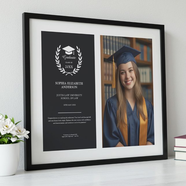 Modern Black Studenten Photo Achievement Ram Poster (Skapare uppladdad)