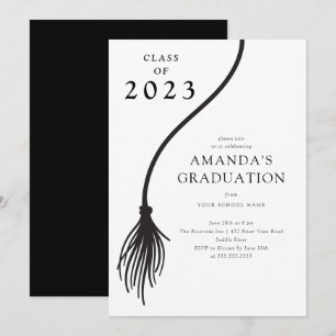 Modern Black Tassel-Studentfest-inbjudan Inbjudningar