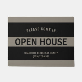 Modern Black Taupe Real Gods Open House Doormat