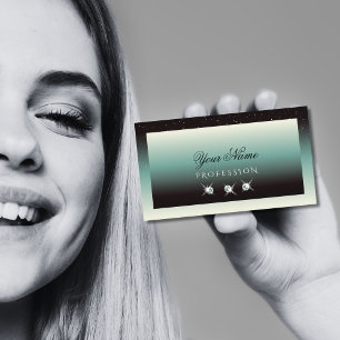 Modern Black Teal Gradient Gnistra Jewels Snyggt Visitkort