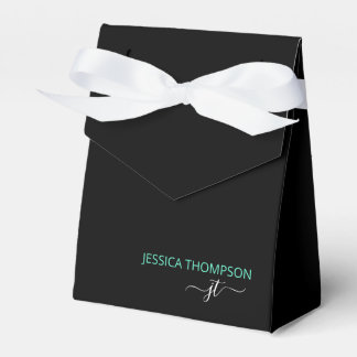 Modern Black Teal Simple Business Monogram Namn Presentaskar