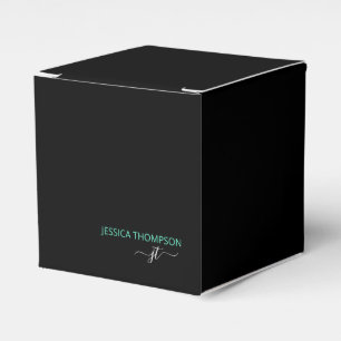 Modern Black Teal Simple Business Monogram Namn Presentaskar