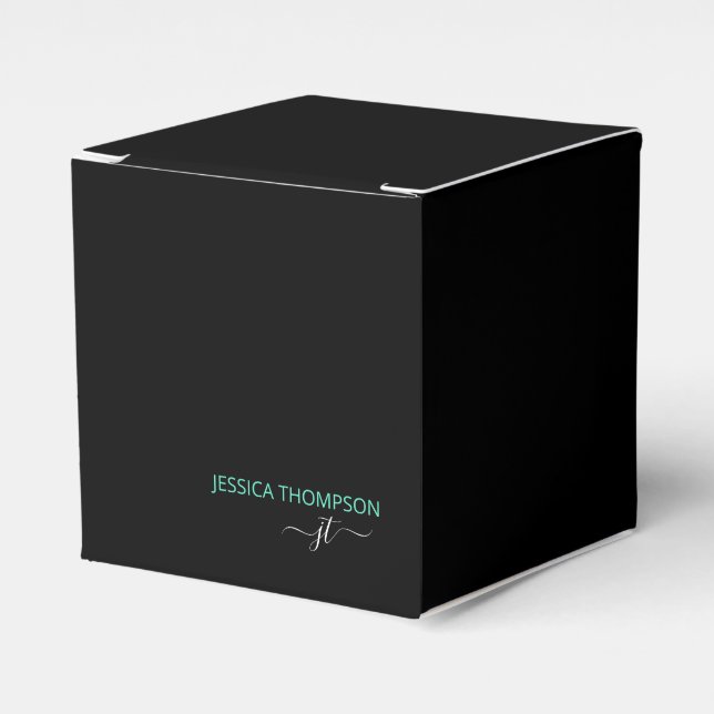 Modern Black Teal Simple Business Monogram Namn Presentaskar (Framsidan Sidan)