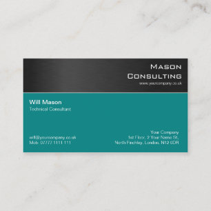 Modern Black Teal Steel Professionell Affärskort Visitkort