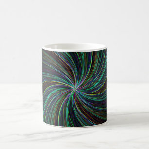 Modern Black Teal Vågigt Linjer Abstrakt Coola Tri Magisk Mugg
