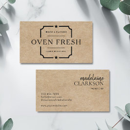 Modern Black Text Kraft Pastry Chef Bakery Visitkort