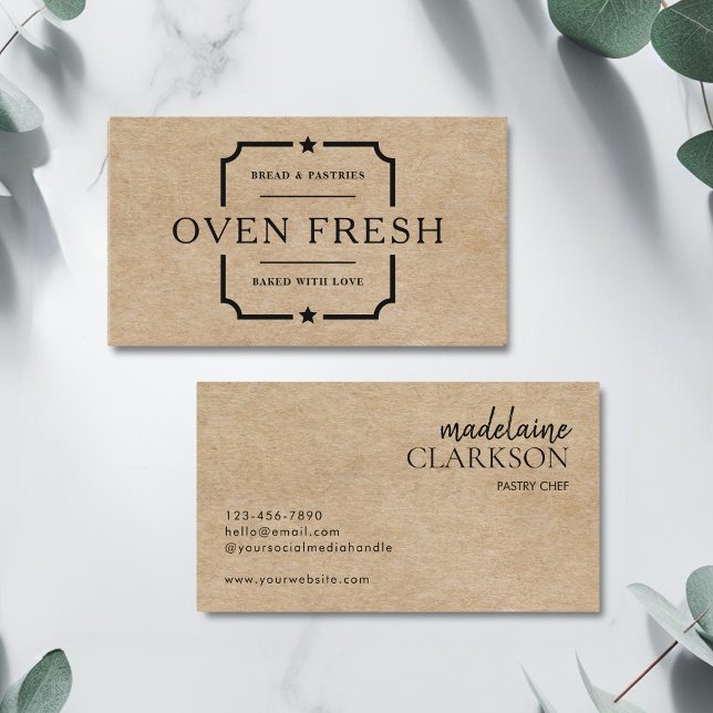 Modern Black Text Kraft Pastry Chef Bakery Visitkort (Skapare uppladdad)
