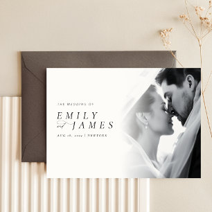 Modern Black Tie Luxury Photo Bröllop Inbjudningar