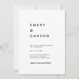 Modern Black Typography Avslappnad Bröllop Inbjudningar