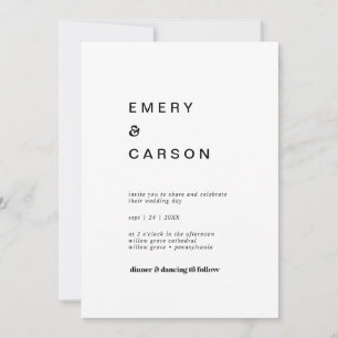 Modern Black Typography Avslappnad Bröllop Inbjudningar