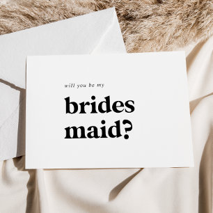 Modern Black Typography Bridesmaid Frieri kort