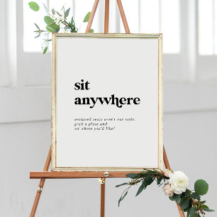 Modern Black Typography Bröllop sitt var som helst Poster