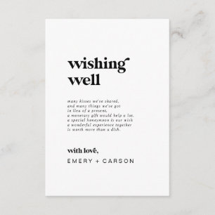 Modern Black Typography Bröllop Wishing-brunnskort Tilläggskort