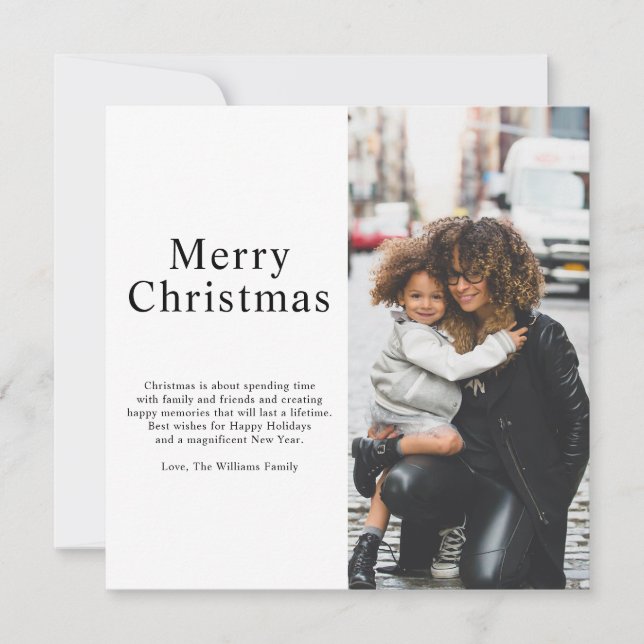 Modern Black Typography Chic Photo God jul Julkort (Framsida)