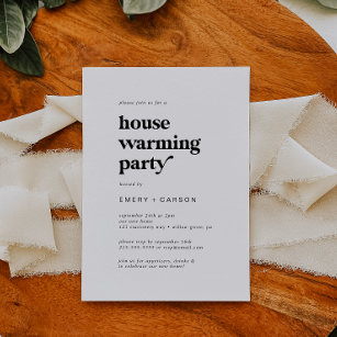 Modern Black Typography Houseuppvärmning Party Inbjudningar