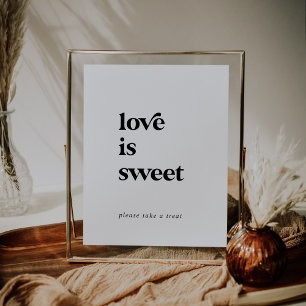Modern Black Typography Kärlek är Sweet Bröllop. Poster