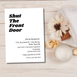 Modern Black Typography Lusnyj Houseuppvärmning pa Inbjudningar