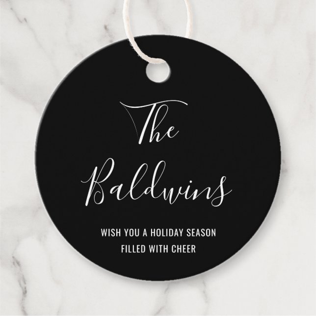 Modern Black Typography Namn Helgdag Gåvor Etiketter (Framsida)