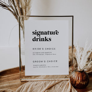 Modern Black Typography Namnteckning Drinks Sign Poster