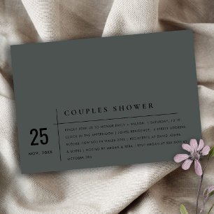 Modern Black Typography Par Shower Inbjudningar