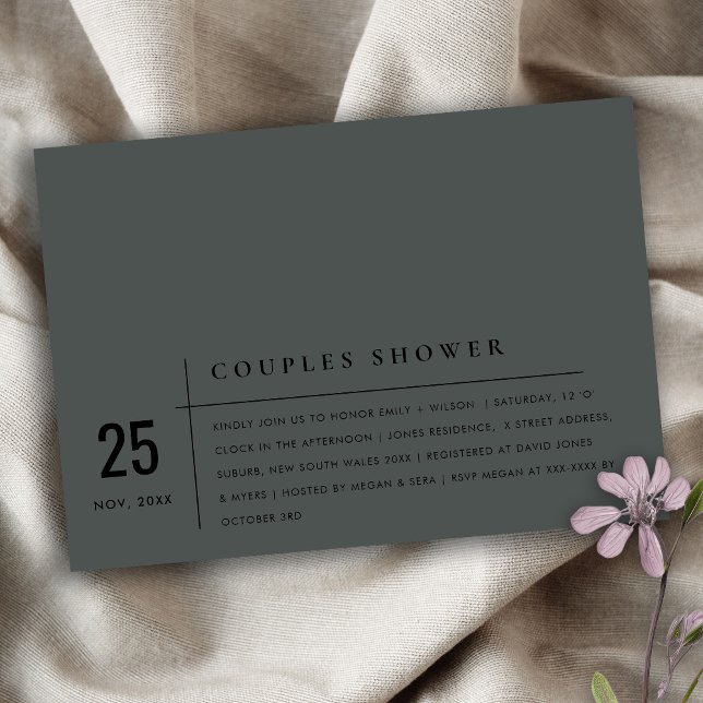 Modern Black Typography Par Shower Inbjudningar (Skapare uppladdad)