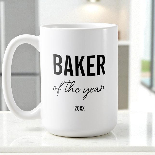 Modern Black Typography Simple Personalized Baker Kaffemugg (Modern Black Typography Simple Personalized Baker Coffee Mug)