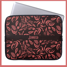 Modern Black, Warm Red TearDrop Mönster Laptop Fodral