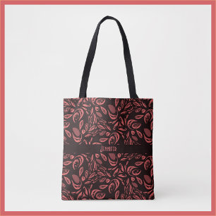 Modern Black, Warm Red TearDrop Mönster Tygkasse