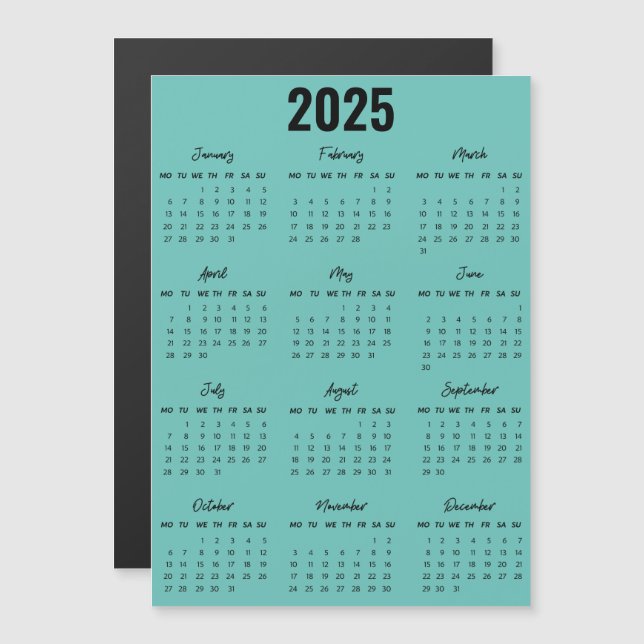 Modern Black White 2025 Calendar-Fullt (Fram/baksida)