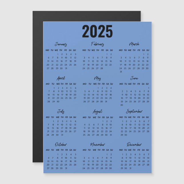Modern Black White 2025 Calendar-Fullt (Fram/baksida)