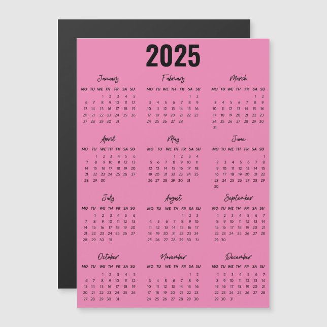 Modern Black White 2025 Calendar-Fullt (Fram/baksida)