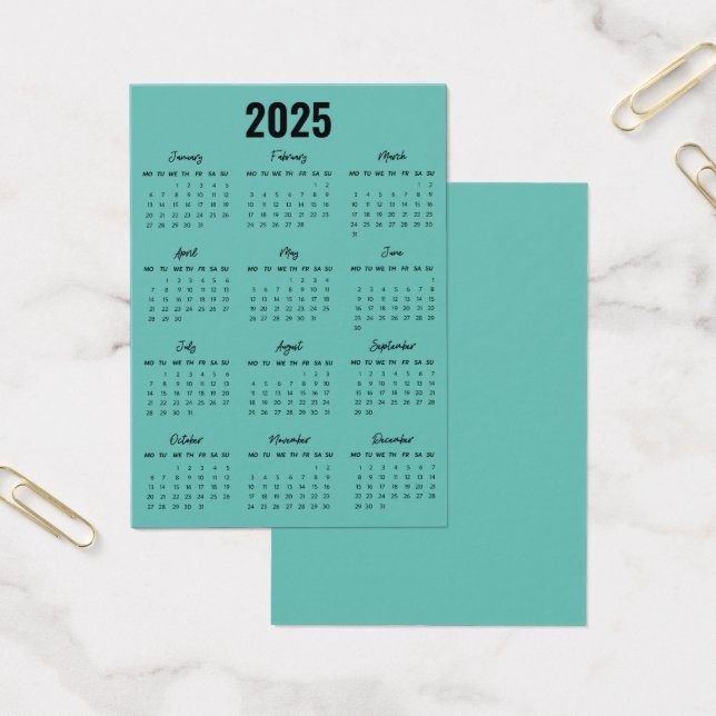 Modern Black White 2025 Calendar-Fullt Visitkort (Kontor)