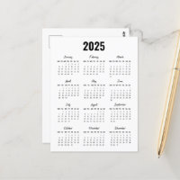 Modern Black White 2025 Calendar-Fullt