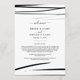 Modern Black White Abstrakt Bröllop Itinerary Program