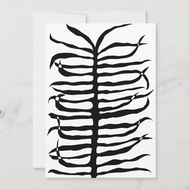 Modern Black White Abstrakt Handflatan Frond Tropi Spara Datumet (Framsida)