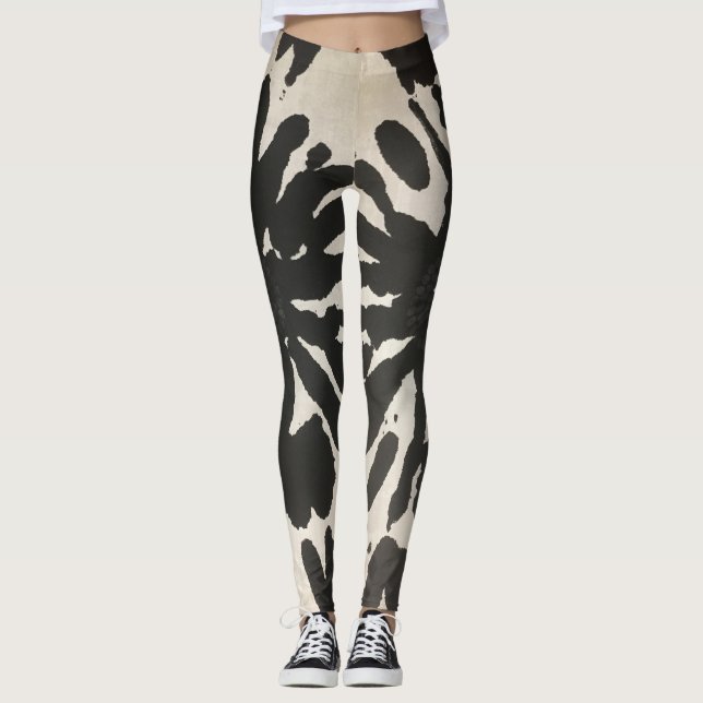 Modern Black White Abstrakt Leggings (Framsida)