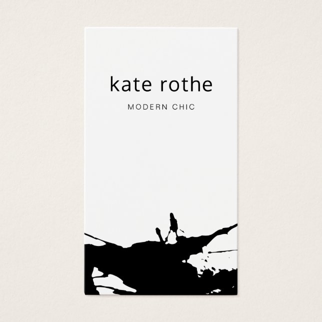 Modern Black White Abstrakt Splatter Visitkort (Framsidan)