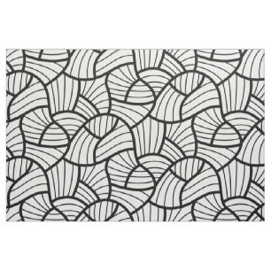 Modern Black & White Abstrakt Swirly Mönster Tyg