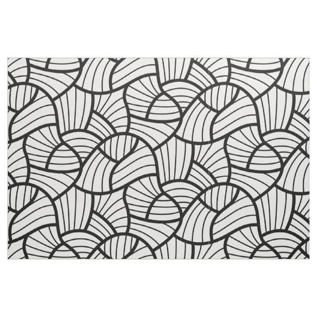 Modern Black & White Abstrakt Swirly Mönster Tyg (Fat Quarter)