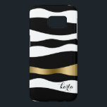 Modern Black & White Abstrakt Zebra ränder Galaxy S5 Skal<br><div class="desc">Elegant modern svartvit abstrakt zebra ränder mönster med guld-accent och anpassade monogram.</div>