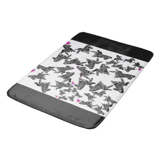 Modern black white and pink  wild zebra badrumsmatta