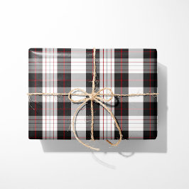 Modern Black White and Red Plaid Wrapping Paper Presentpapper