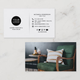Modern Black & White Anpassningsbar Logotyp, Photo Visitkort